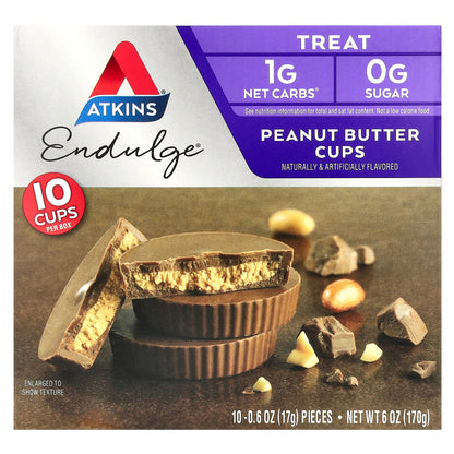 Atkins, Endulge™,Treat,  Peanut Butter Cups, 10 Cups, 0.6 oz (17 g) Each
