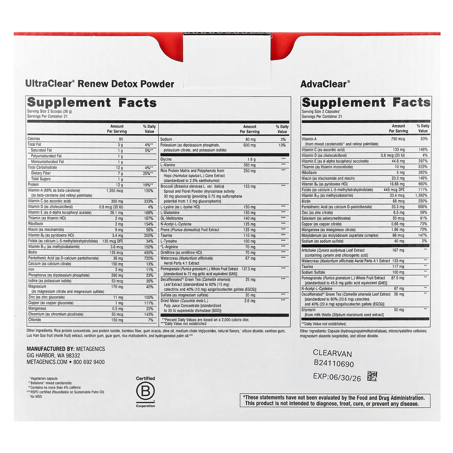 Metagenics, Clear Change®, 10-Day Detox Program, Vanilla, 4 Piece Set