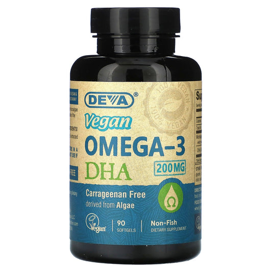 Deva, Vegan Omega-3 DHA, 200 mg, 90 Softgels