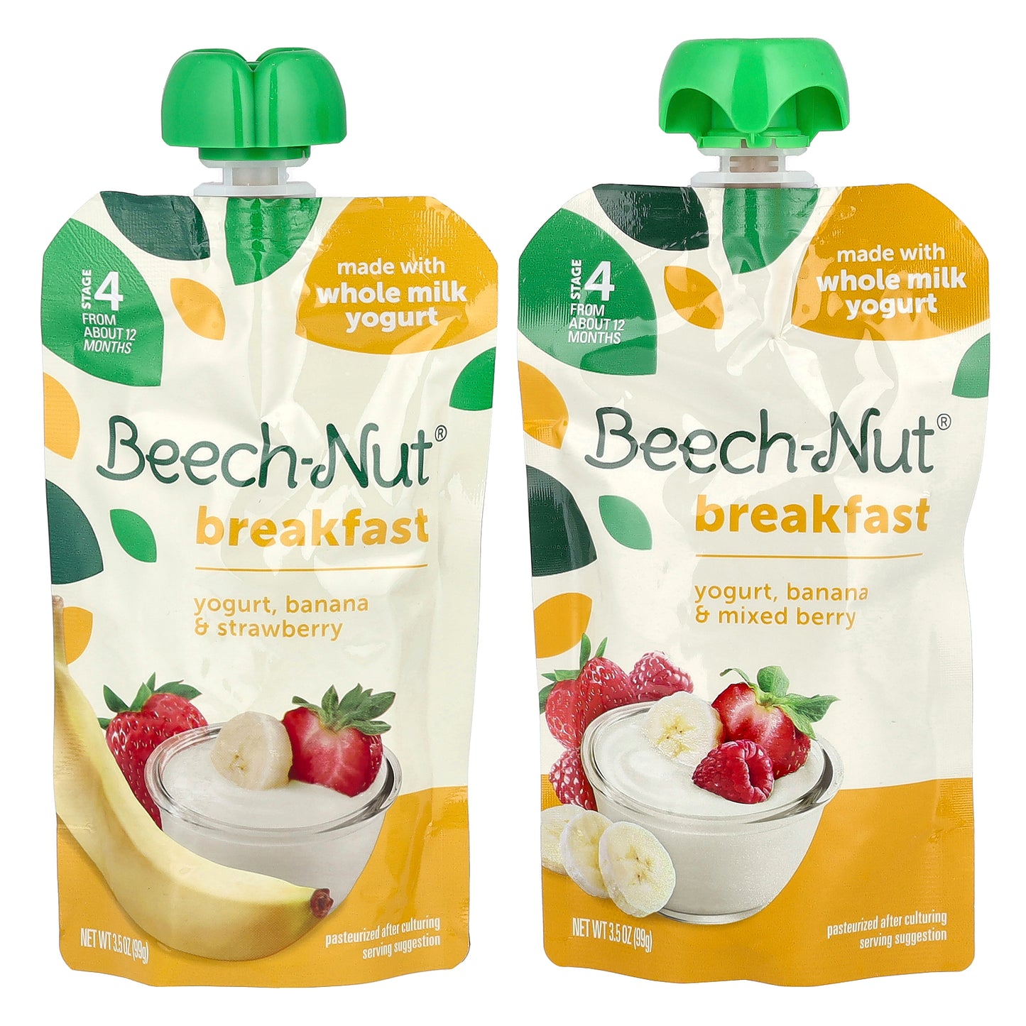 Beech-Nut, Breakfast, Variety Pack, 12+ Months, 9 Pouches, 3.5 oz (99 g) Each