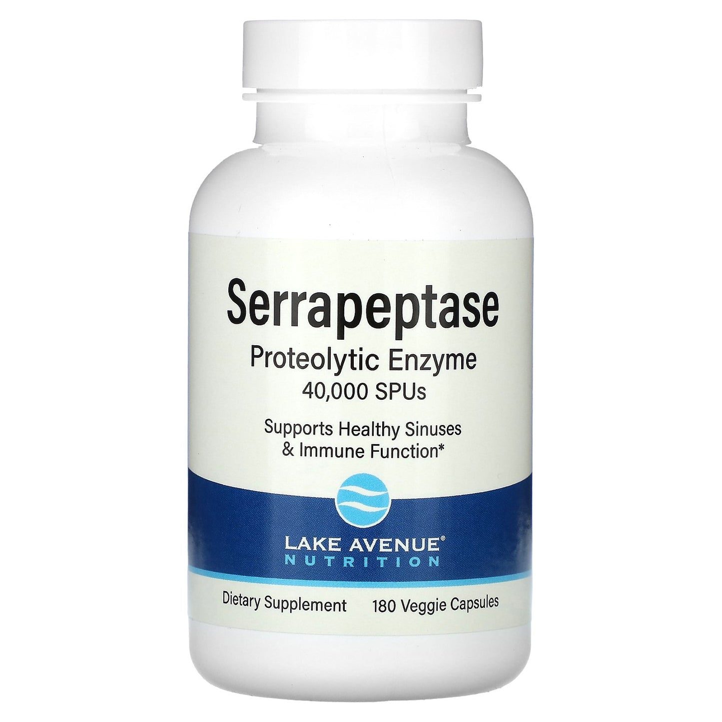 Lake Avenue Nutrition, Serrapeptase, Proteolytic Enzyme, 40,000 SPUs, 180 Veggie Capsules