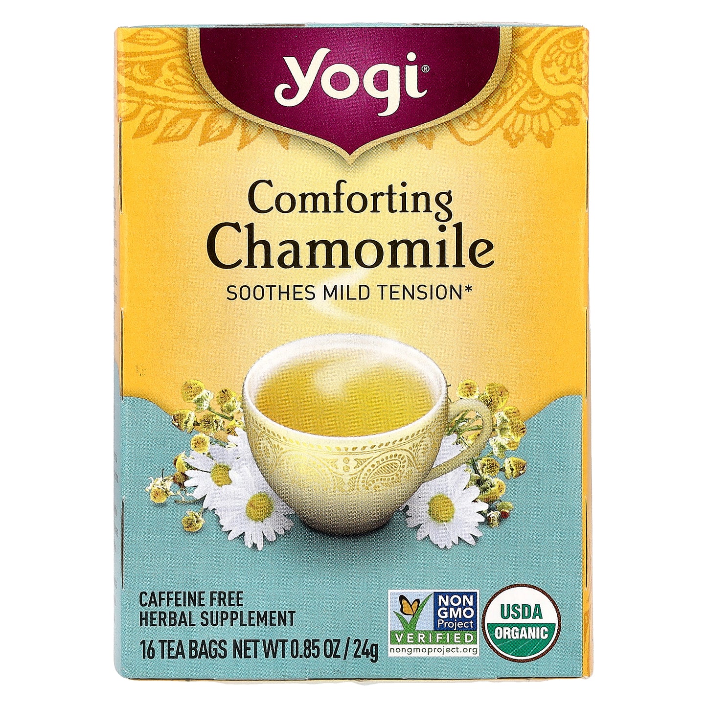 Yogi Tea, Comforting Chamomile, Caffeine Free, 16 Tea Bags, 0.85 oz (24 g)