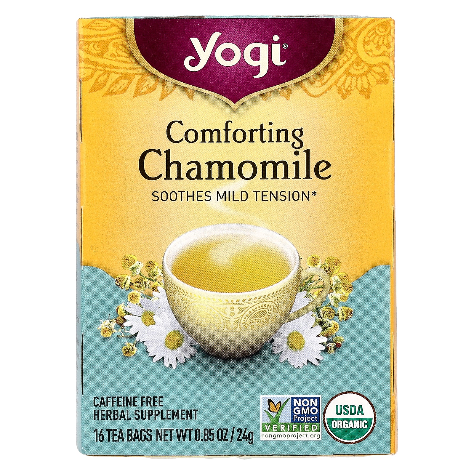 Yogi Tea, Comforting Chamomile, Caffeine Free, 16 Tea Bags, 0.85 oz (24 g)