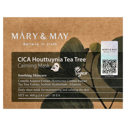 Mary & May, CICA Houttuynia Tea Tree Calming Beauty Mask, 30 Sheets, 14.1 oz (400 g)