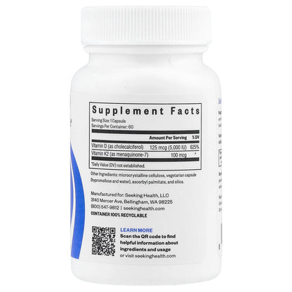 Seeking Health, Vitamin D3 + K2, 60 Capsules