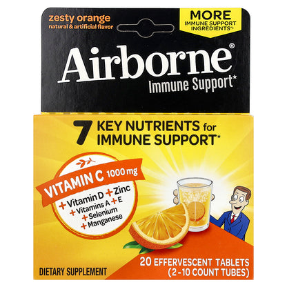 AirBorne, Immune Support Supplement, Zesty Orange, 2 Tubes, 10 Effervescent Tablets Each
