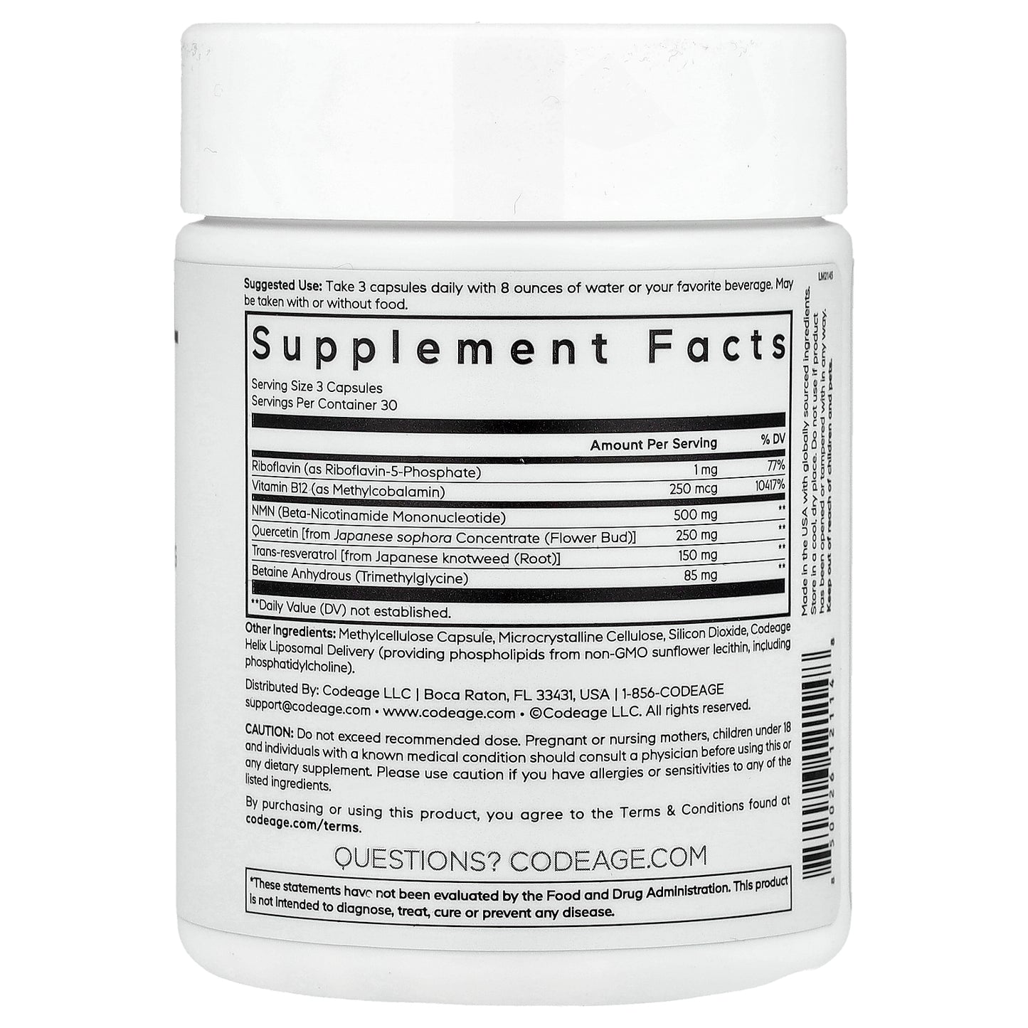 Codeage, Liposomal NMN Platinum, 90 Vegetable Capsules