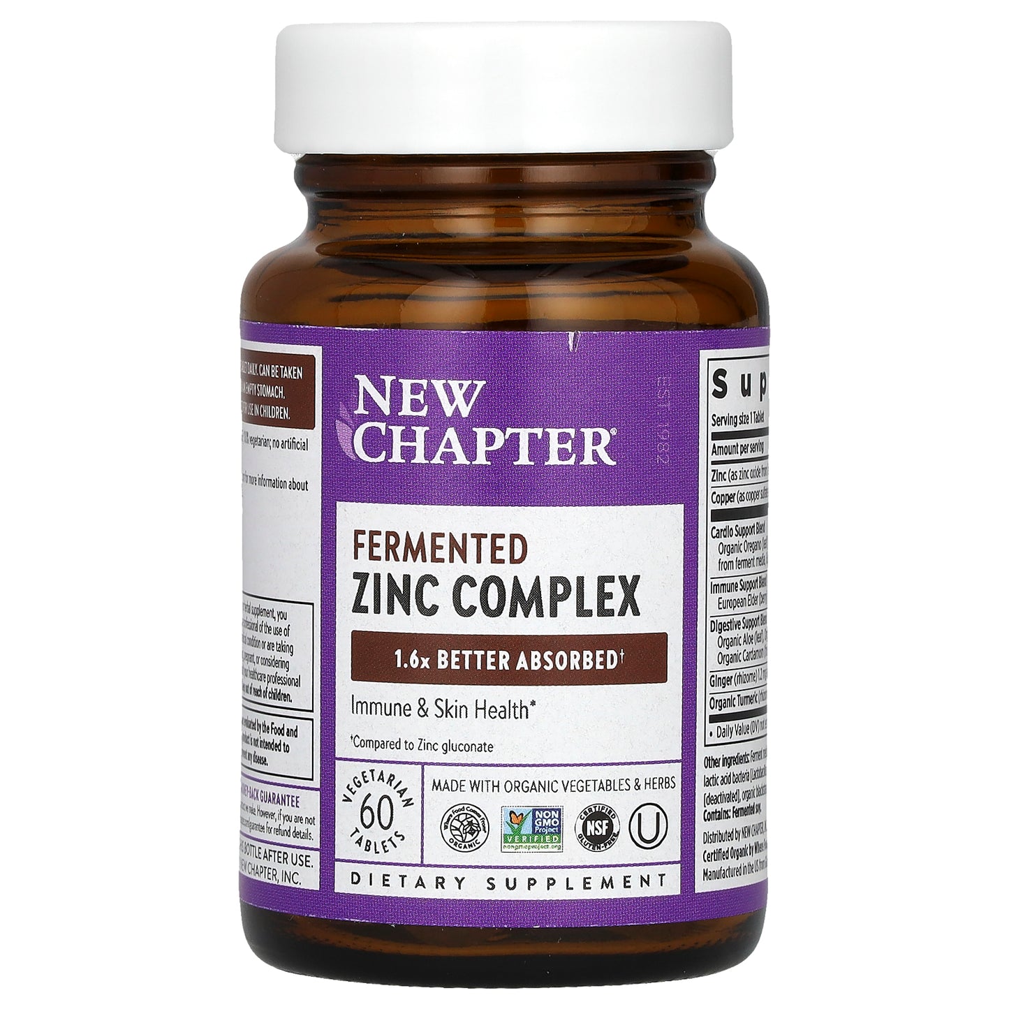 New Chapter, Fermented Zinc Complex, 60 Vegetarian Tablets