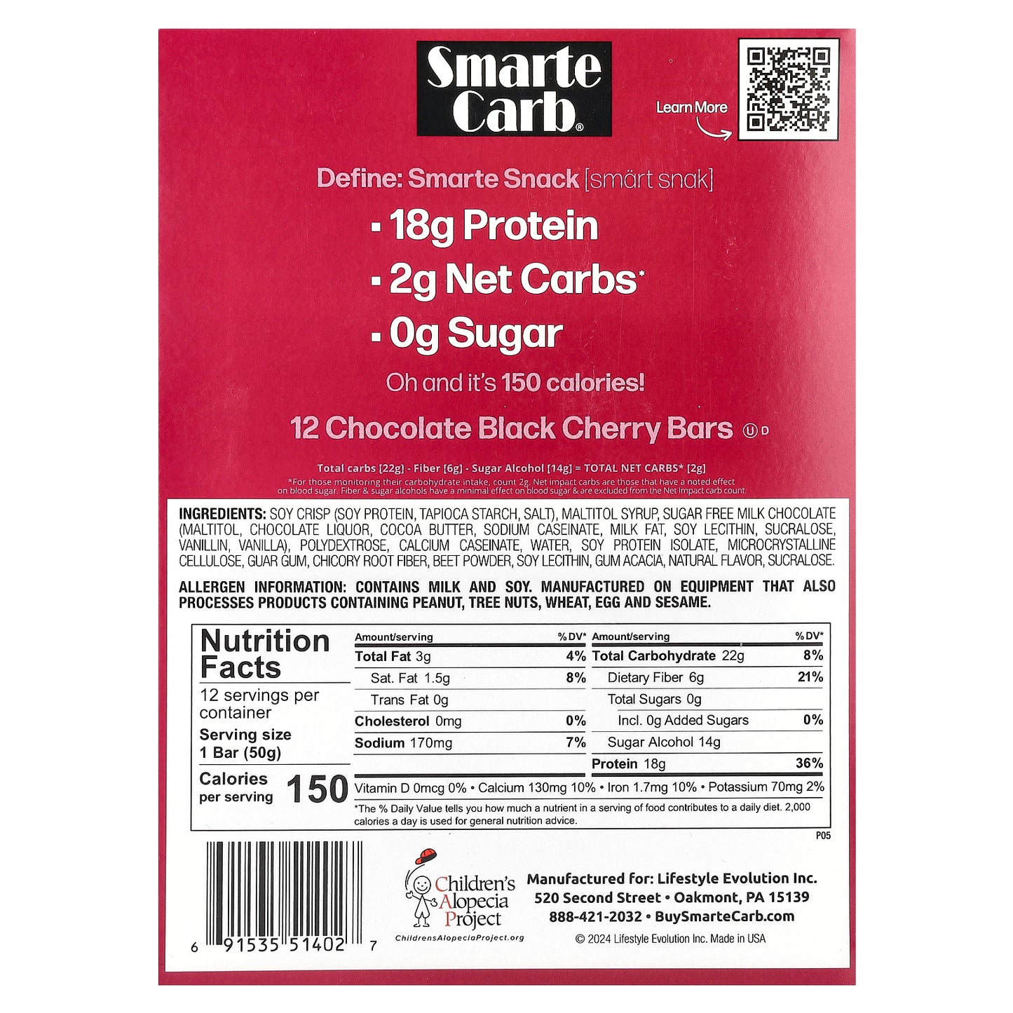 NuGo Nutrition, Smarte Carb® Protein Bar, Chocolate Black Cherry, 12 Bars, 1.76 oz (50 g) Each