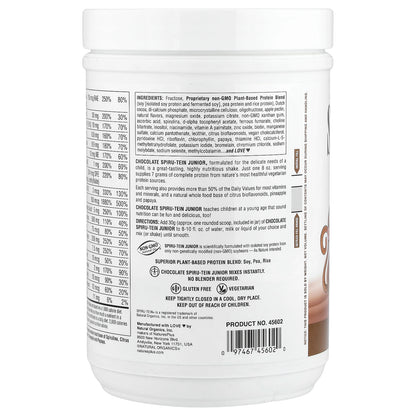 NaturesPlus, Spiru-Tein® Junior, Nutritious Thick Shake Mix For Kids, Chocolate, 1 lb (450 g)