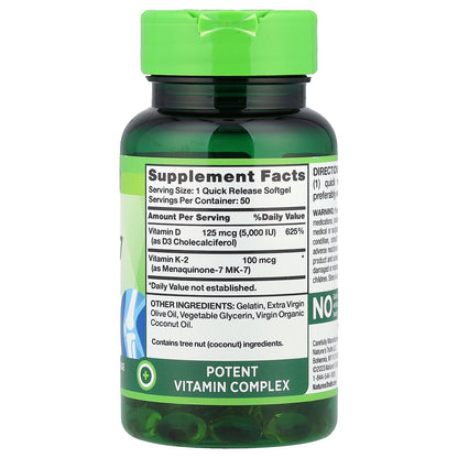 Nature's Truth, Ultra K2 MK-7 Plus D3, 50 Quick Release Softgels
