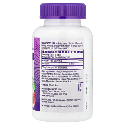Natrol, Melatonin, Fast Dissolve, Strawberry, 5 mg, 150 Tablets