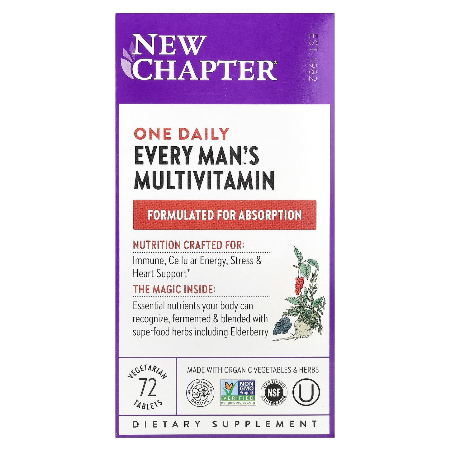 New Chapter, One Daily  Every Man's Multivitamin, 72 Vegetarian Tablets