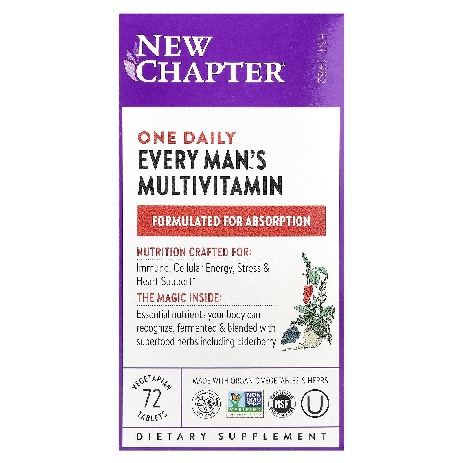 New Chapter, One Daily  Every Man's Multivitamin, 72 Vegetarian Tablets