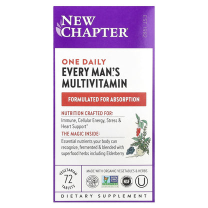 New Chapter, One Daily  Every Man's Multivitamin, 72 Vegetarian Tablets