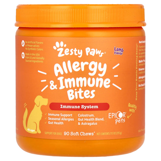 Zesty Paws, Allergy & Immune Bites, For Dogs, All Ages, Lamb, 90 Soft Chews, 11.1 oz (315 g)