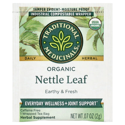 Traditional Medicinals, Organic Nettle Leaf, Caffeine Free, 16 Wrapped Tea Bags, 1.13 oz (32 g)