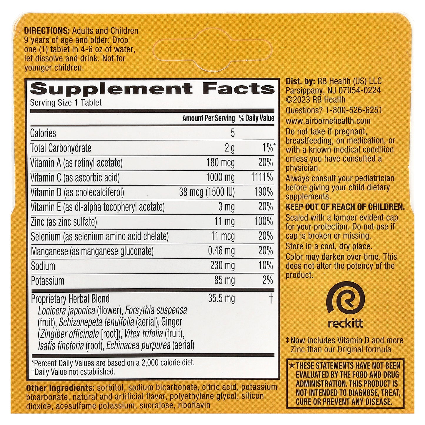 AirBorne, Immune Support Supplement, Zesty Orange, 10 Effervescent Tablets