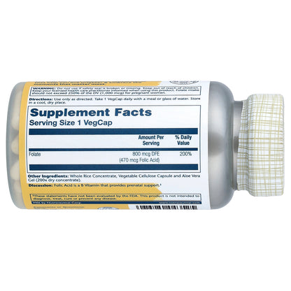 Solaray, Folic Acid, 470 mcg (800 mcg DFE), 100 VegCaps