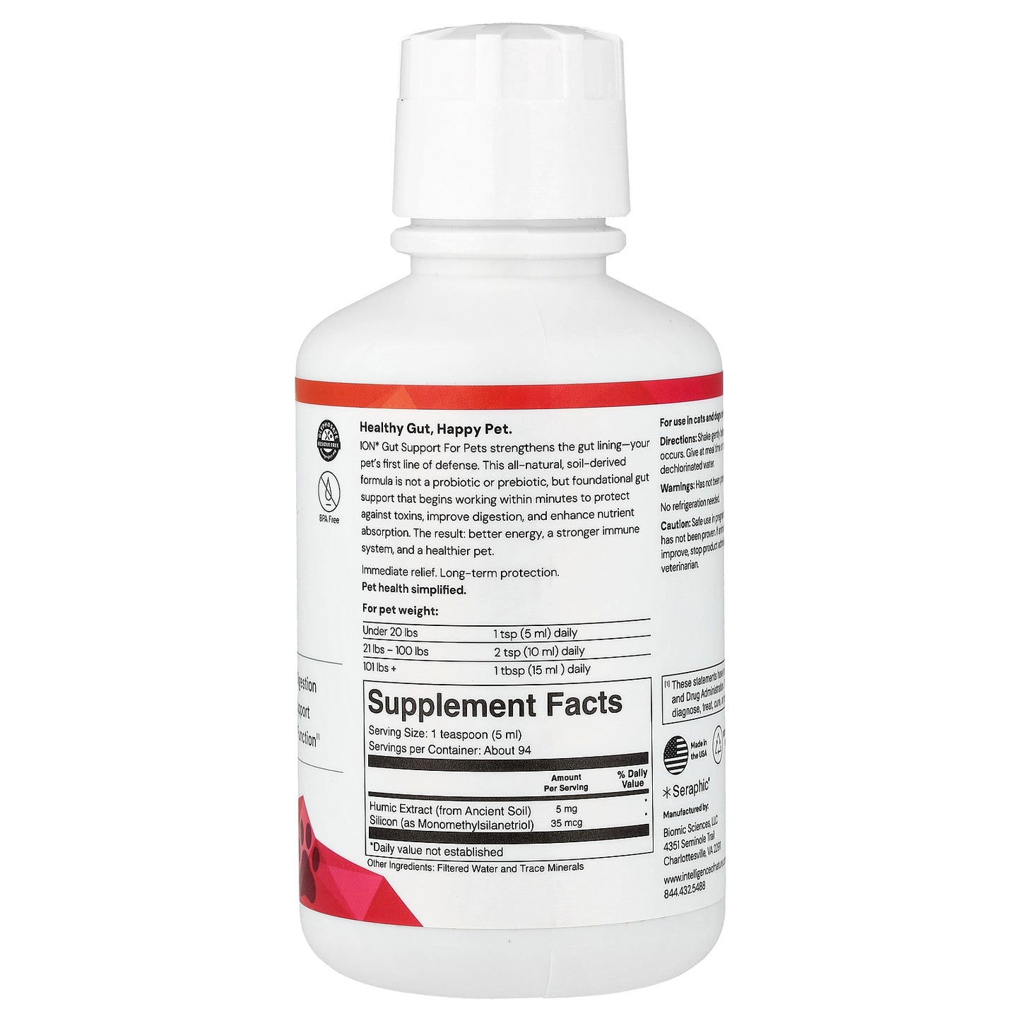 ION Intelligence of Nature, Gut Support For Pets, Cats and Dogs, 16 fl oz (473 ml)