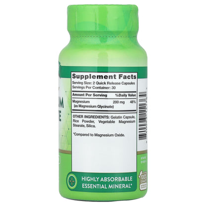 Nature's Truth, Magnesium Glycinate, Chelated, 60 Quick Release Capsules (100 mg per Capsule)