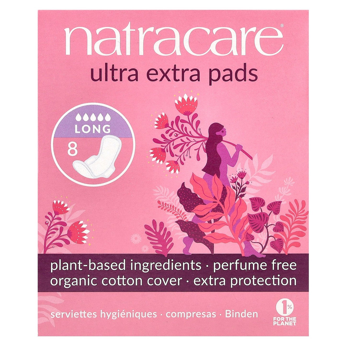 Natracare, Ultra Extra Pads, Long, 8 Pads