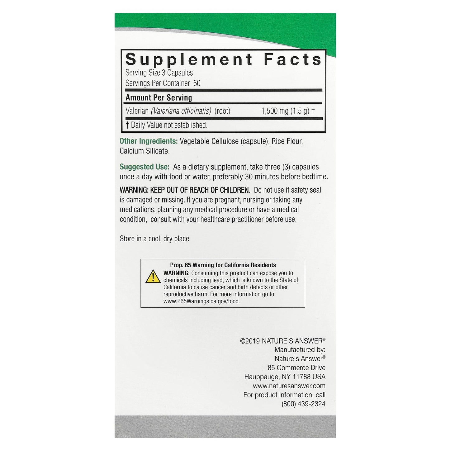 Nature's Answer, Valerian Root, 180 Vegetarian Capsules (500 mg per Capsule)