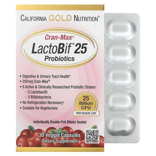 California Gold Nutrition, CranMax® LactoBif Probiotics, 25 Billion CFU, 30 Veggie Capsules