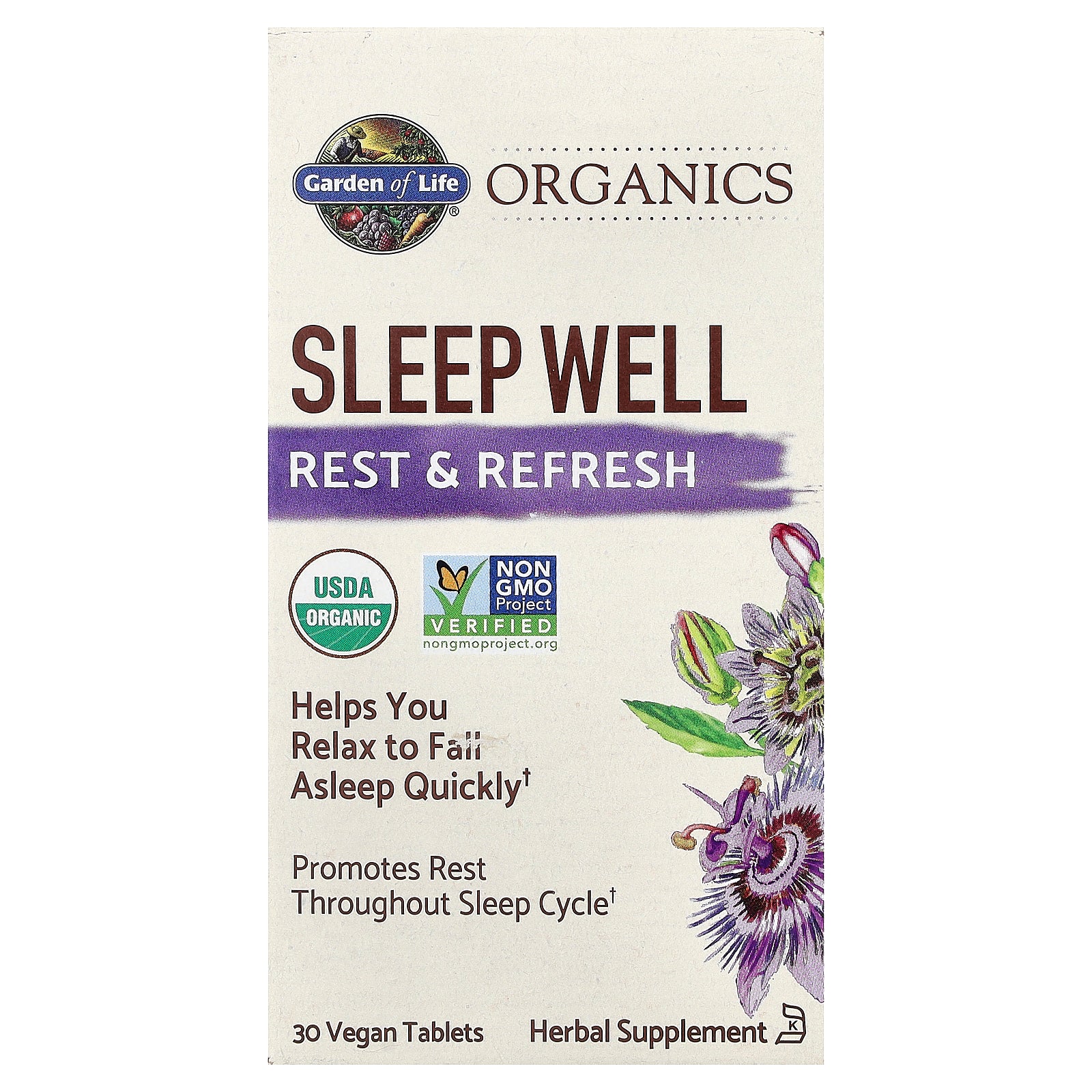 Garden of Life, Organics, Sleep Well, 30 Vegan Tablets