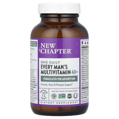 New Chapter, Every Man's One Daily 40+ Multivitamin, 72 Vegetarian Tablets