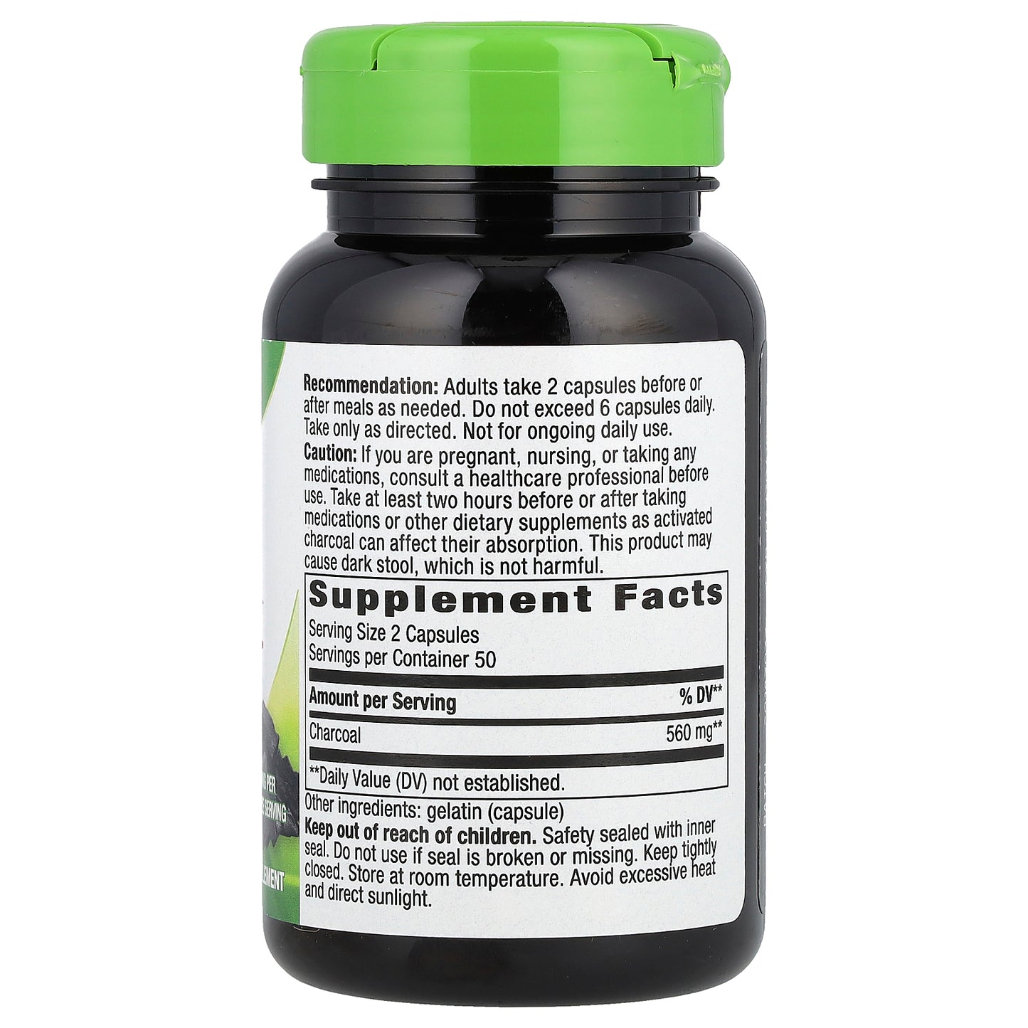 Nature's Way, Activated Charcoal, 100 Capsules (280 mg per Capsule)