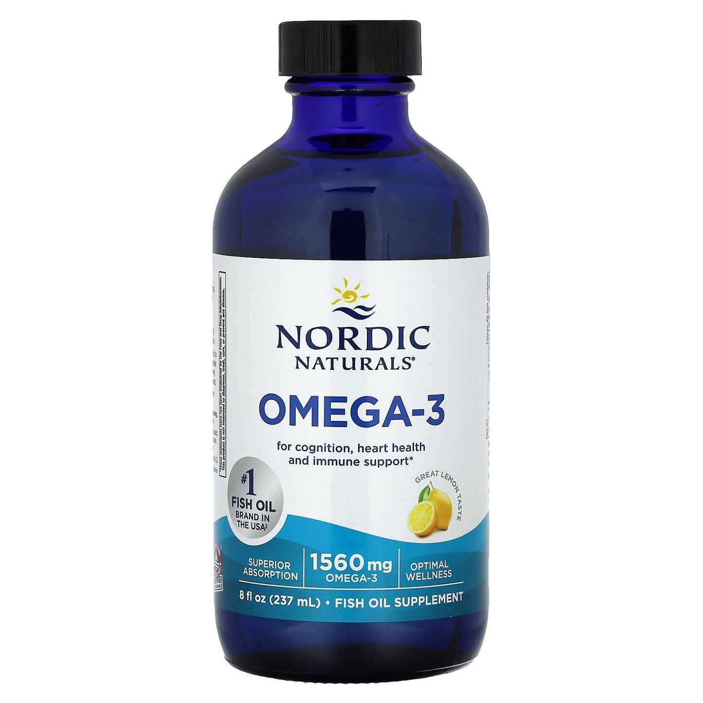 Nordic Naturals, Omega-3, Lemon, 1,560 mg, 8 fl oz (237 ml)