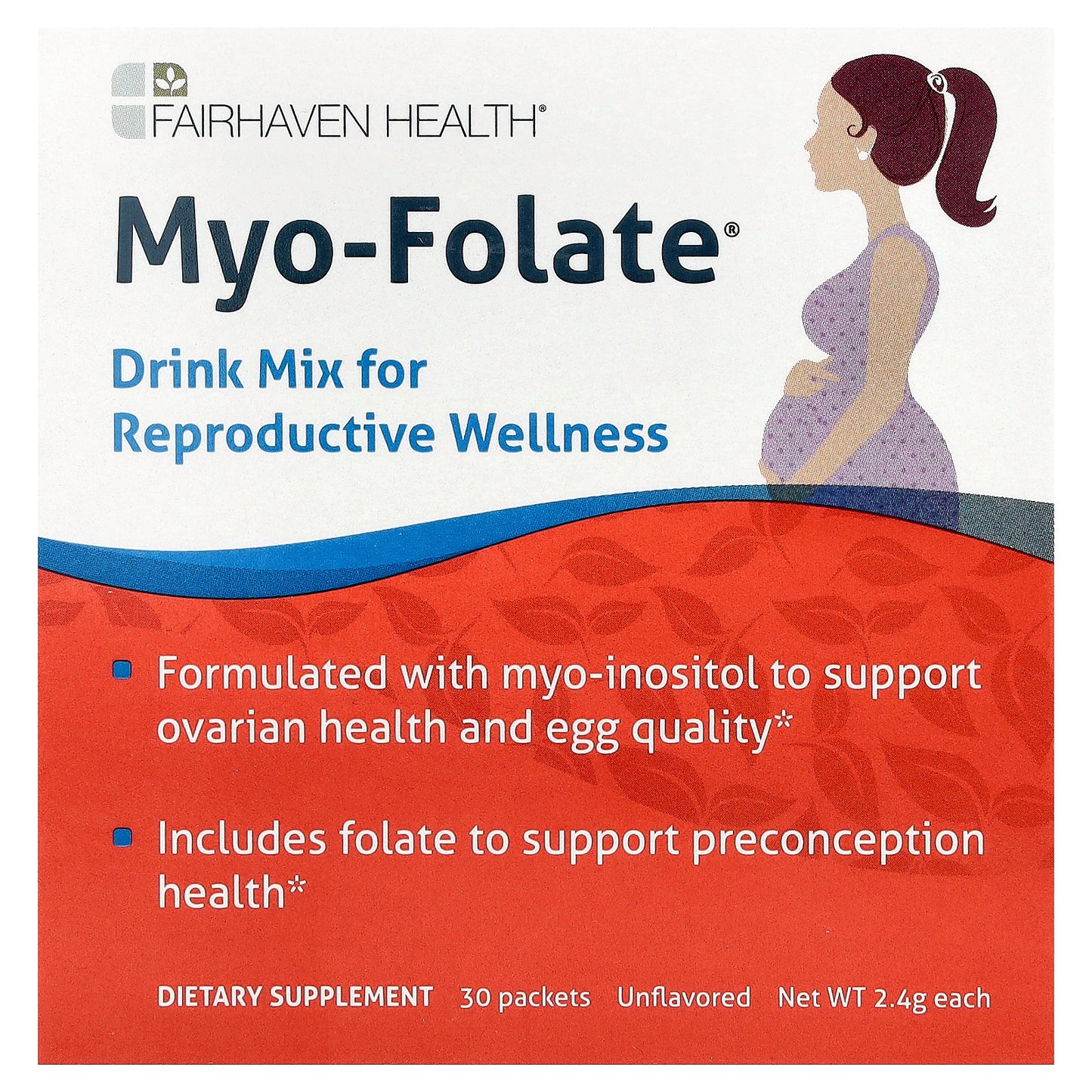 Fairhaven Health, Myo-Folate®, Drink Mix for Reproductive Wellness, Unflavored, 30 Packets, 2.4 g Each