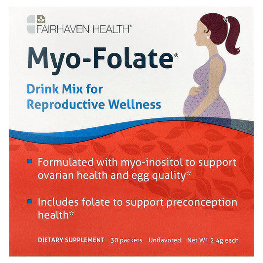 Fairhaven Health, Myo-Folate®, Drink Mix for Reproductive Wellness, Unflavored, 30 Packets, 2.4 g Each