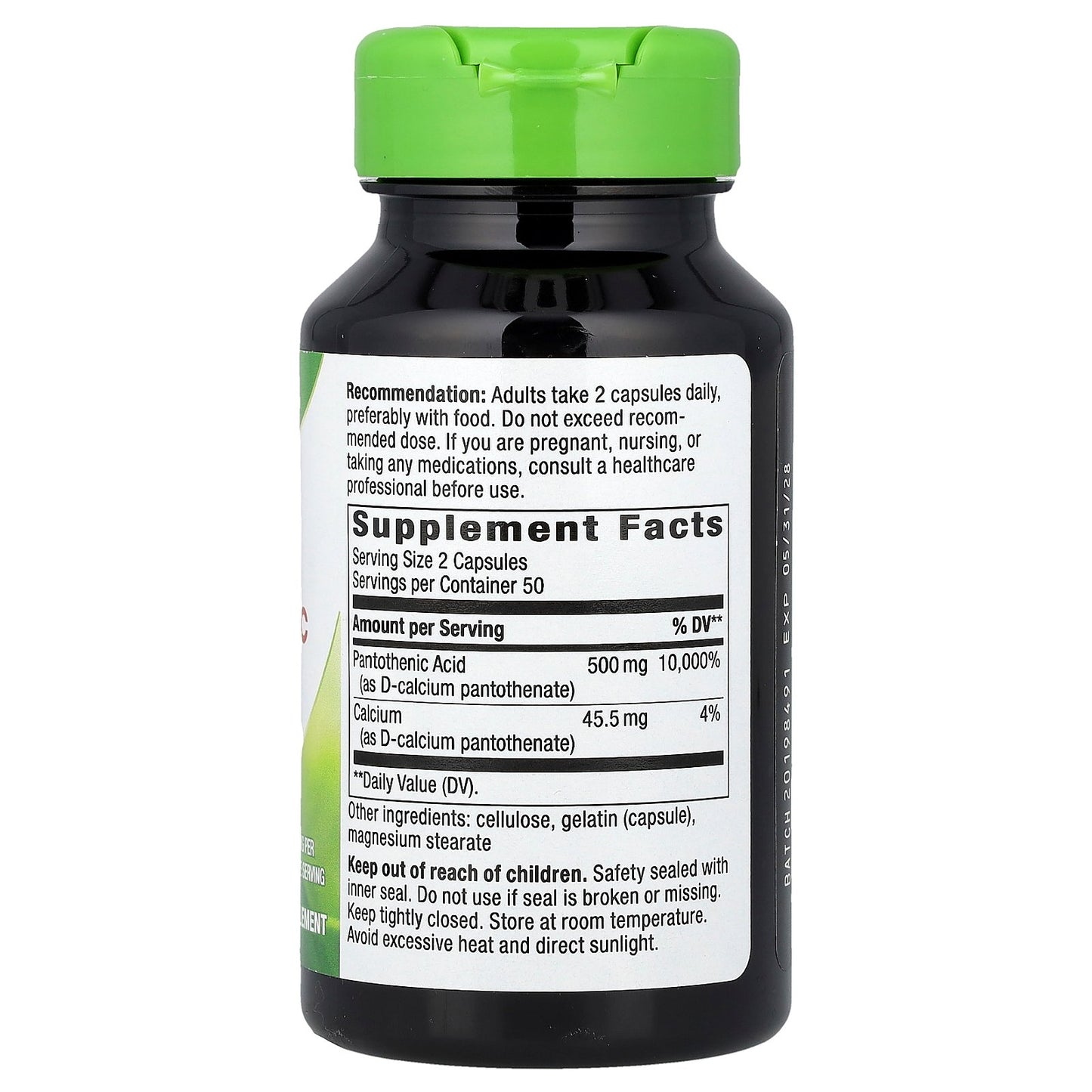 Nature's Way, Pantothenic Acid, Vitamin B5, 100 Capsules