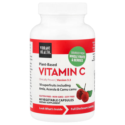 Vibrant Health, Plant-Based Vitamin C, 60 Vegetable Capsules