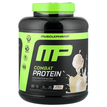 MusclePharm, Combat® Protein Powder, Vanilla Ice Cream, 4.1 lbs (1.84 kg)