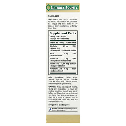 Nature's Bounty, B-Complex, Sublingual Liquid, 2 fl oz (59 ml)