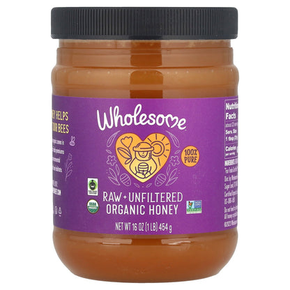 Wholesome Sweeteners, Raw + Unfiltered Organic Honey , 16 oz (454 g)