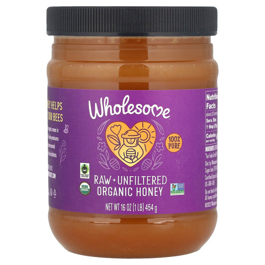 Wholesome Sweeteners, Raw + Unfiltered Organic Honey , 16 oz (454 g)