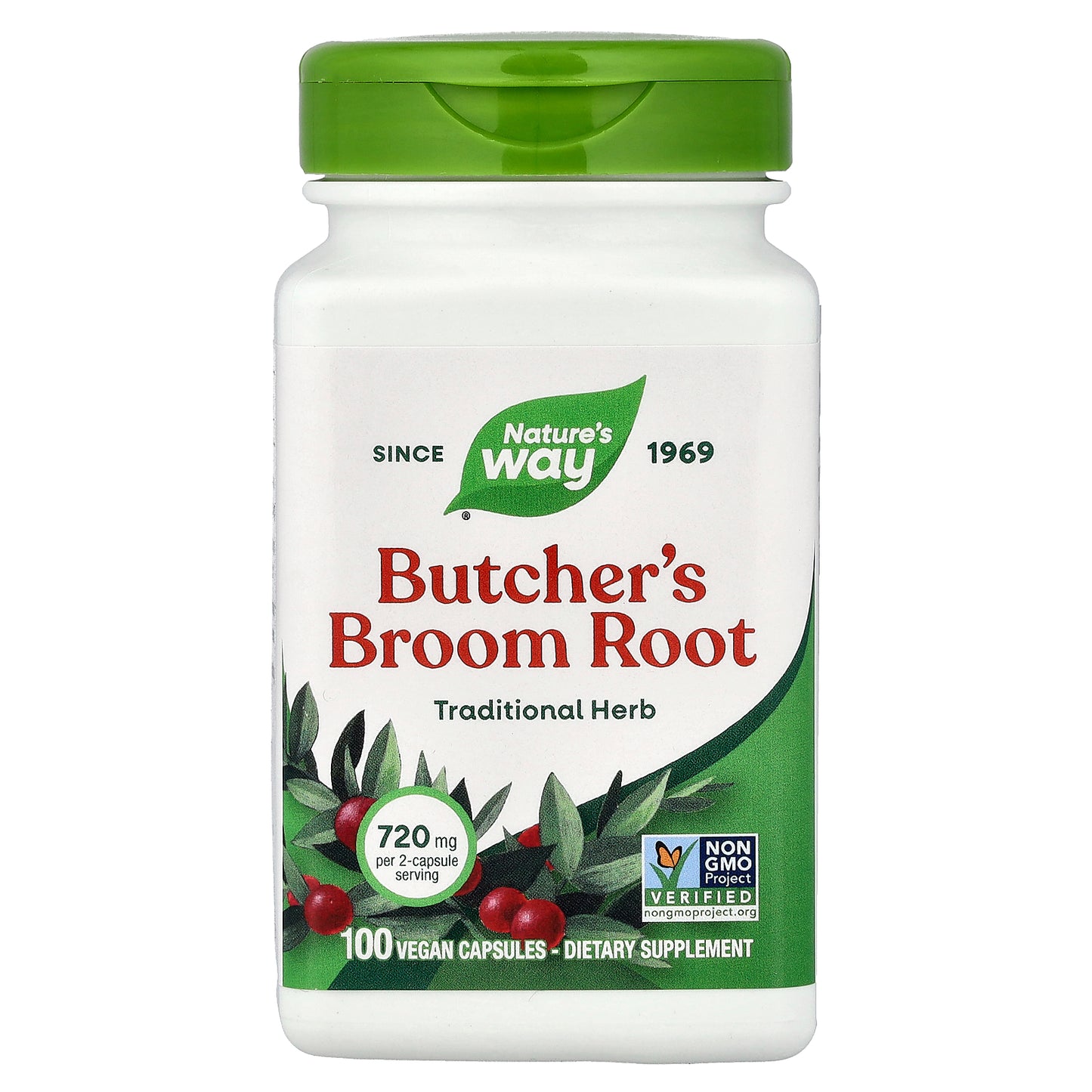 Nature's Way, Butcher's Broom Root, 100 Vegan Capsules (360 mg per Capsule)