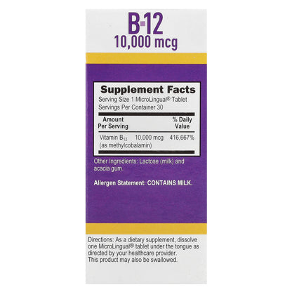 Superior Source, Methylcobalamin B-12, 10,000 mcg, 30 MicroLingual® Instant Dissolve Tablets
