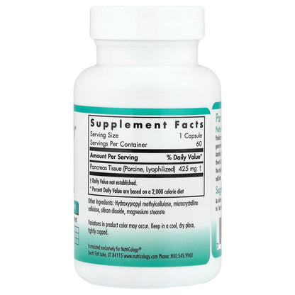 Nutricology, Pancreas, Natural Glandular (Pork), 60 Capsules (425 mg Per capsule)