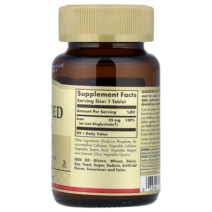 Solgar, Chelated Iron, 100 Tablets (25 mg per Tablet)