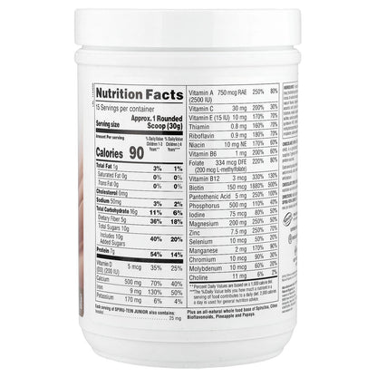 NaturesPlus, Spiru-Tein® Junior, Nutritious Thick Shake Mix For Kids, Chocolate, 1 lb (450 g)