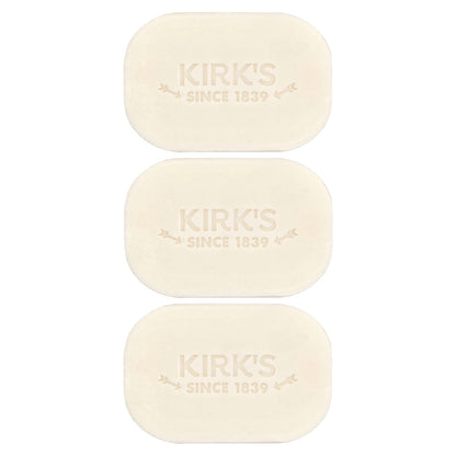 Kirk's, 100% Premium Coconut Oil Castile Bar Soap, Fragrance Free, 3 Bars, 4 oz (113 g) Each