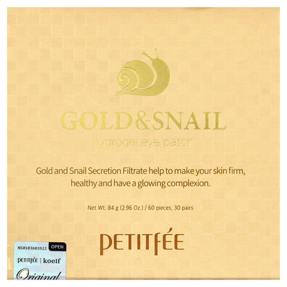 Petitfee, Gold & Snail Hydrogel Eye Patch, 60 Patches