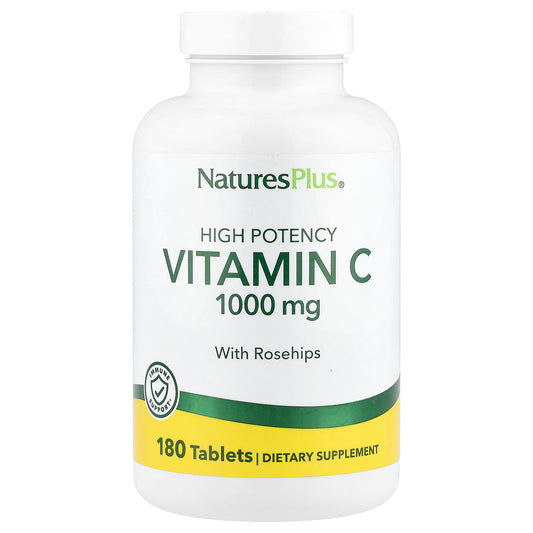 NaturesPlus, Vitamin C with Rosehips, High Potency, 180 Tablets