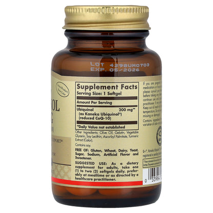 Solgar, Ubiquinol (Reduced CoQ10), 200 mg, 30 Softgels