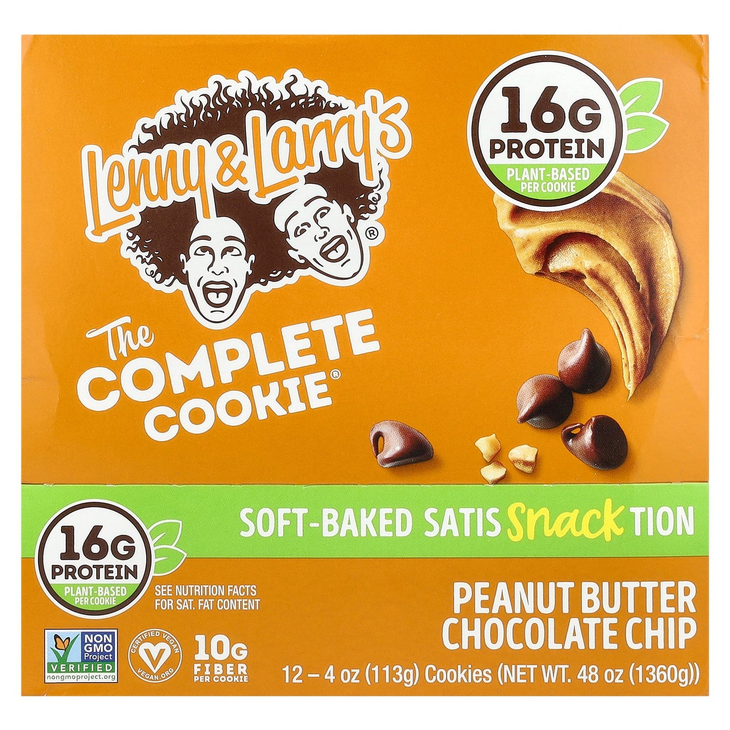 Lenny & Larry's, The Complete Cookie®, Peanut Butter Chocolate Chip, 12 Cookies, 4 oz (113 g) Each